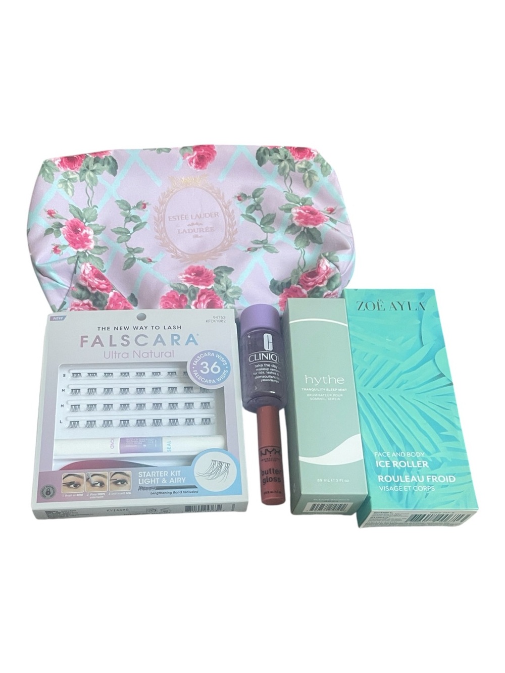 Estee Lauder Floral Cosmetic Bag with Beauty Items NEW